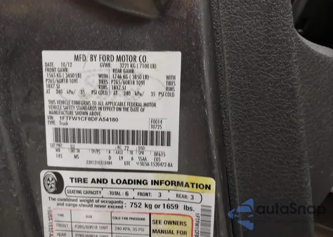 2013 Ford F-150 Xlt from USA, damaged, VIN 1FTFW1CF8DFA54180